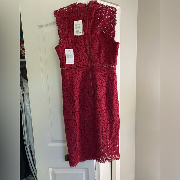 NWT Bardot Lace Cut Out Sleeveless Dress - Red - Picture 4 of 6